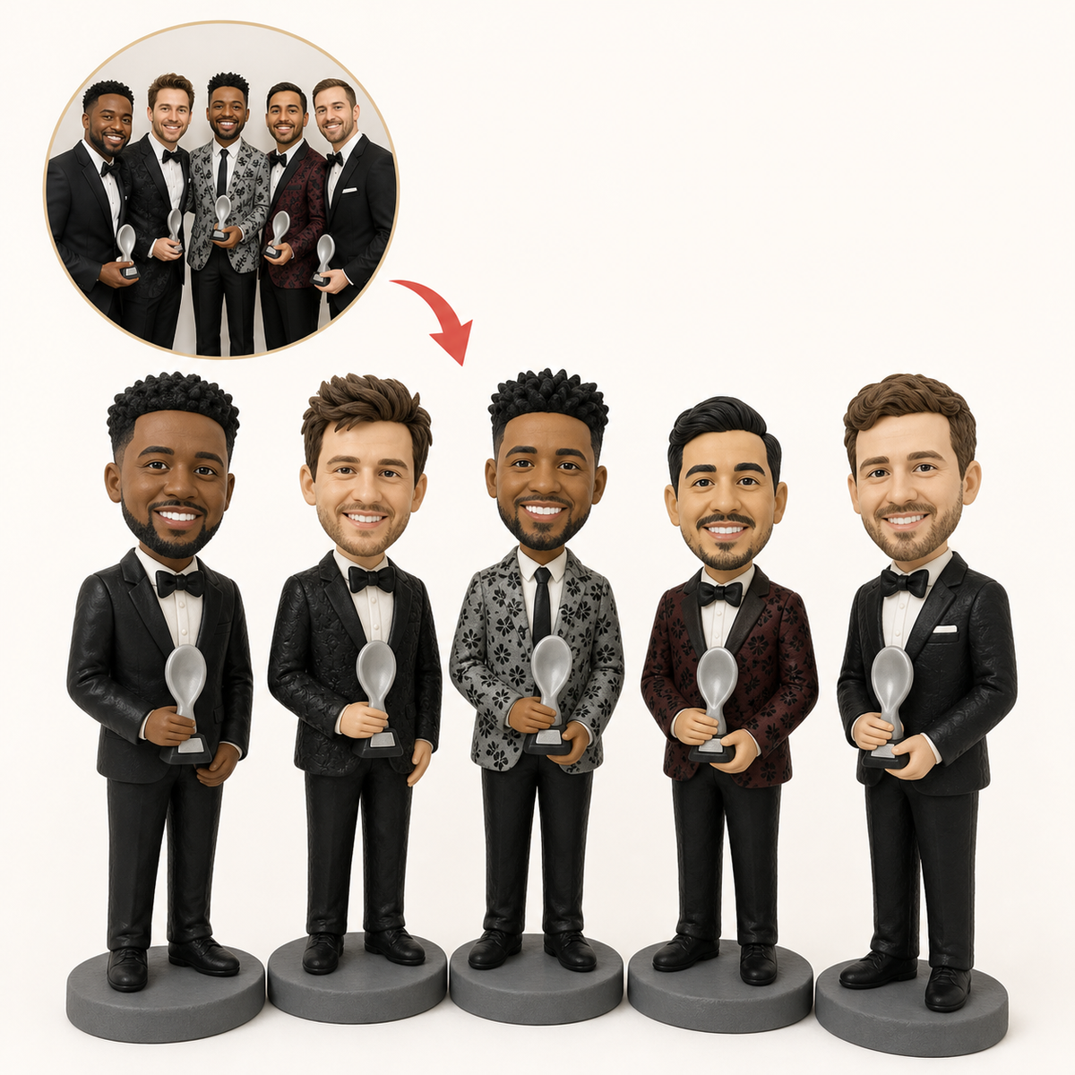 A five-piece band sculpted together with their instruments