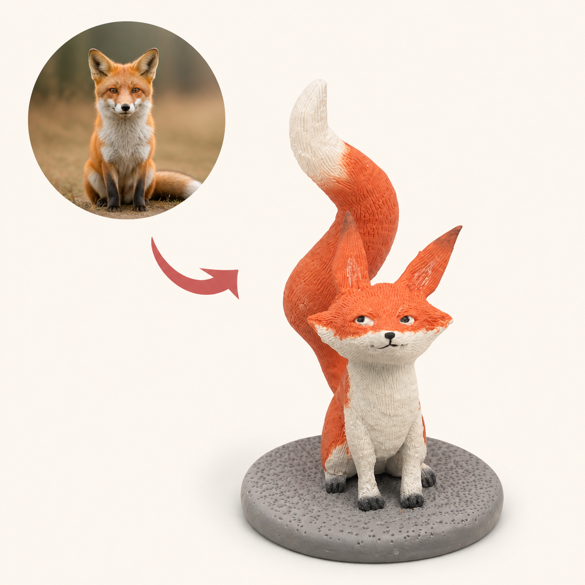 A fox sculpted in clay from a photo, because any animal is welcome